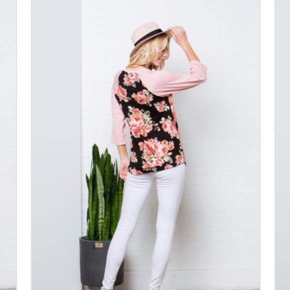 🆕🌺Contrast Raglan Sleeve Floral Tunic - Picture 5 of 5